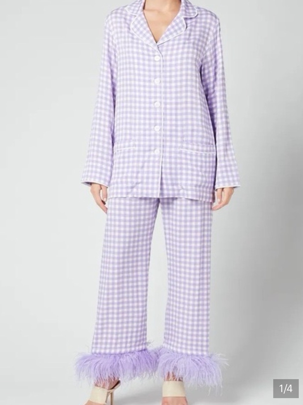 SLEEPER Lilac and White Gingham Pajama Set